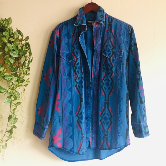 Vintage Patterned Wrangler button down - Picture 1 of 8